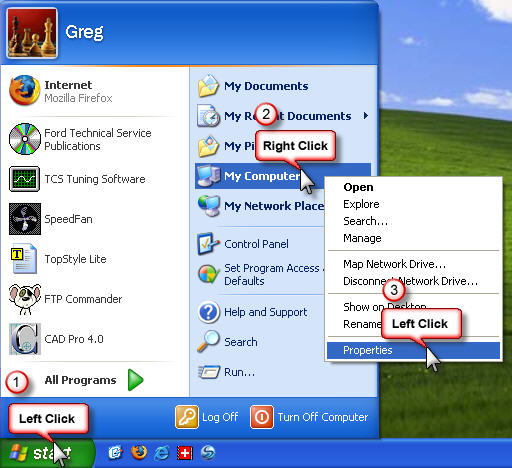 Step one of USB Adapter Setup Change - Opening System Properties