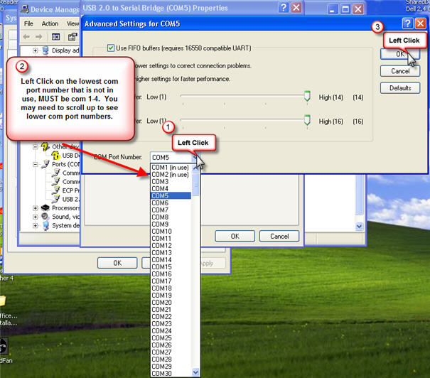 Step eight of USB Adapter Setup Change - USB to Serial Bridge Properties