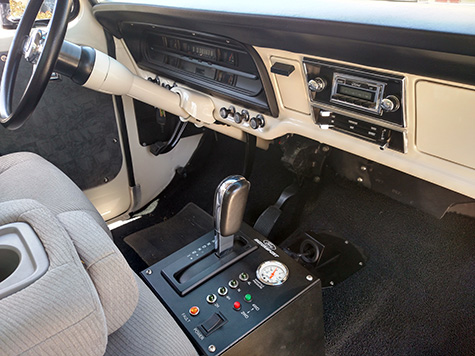 Ford F100 interior with aftermarket gear shift