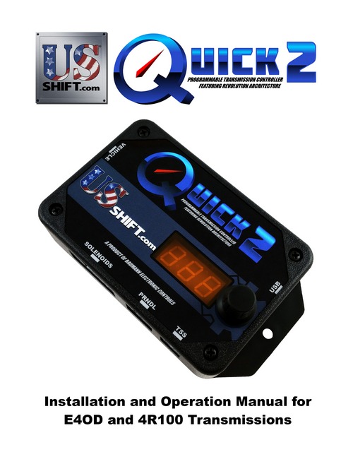 Quick 2 e4od installation manual